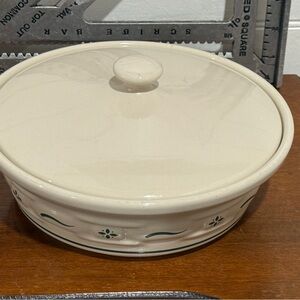 Longaberger Woven Traditions Classic Green 2 Qt Round Covered Casserole & Lid